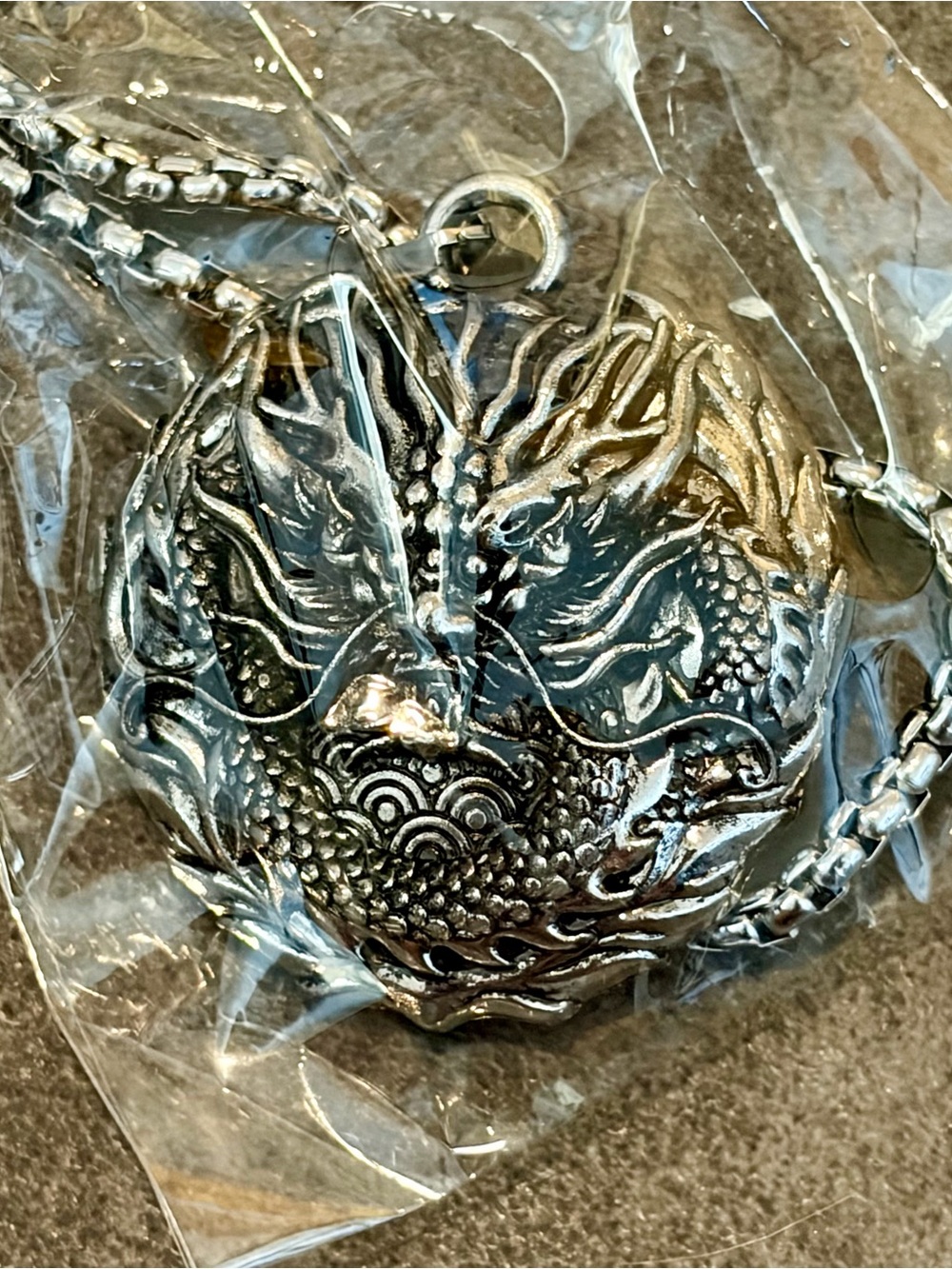 Hot Topic Silver Dragon Pendant Necklace